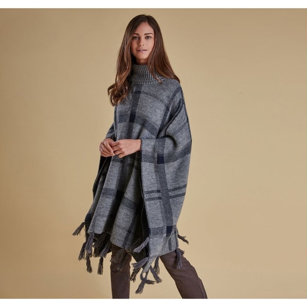 Barbour Nebit Wool Plaid Poncho